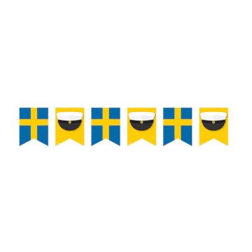 Schwedische Studenten-Flaggen-Girlande - 20cm x 4 Meter