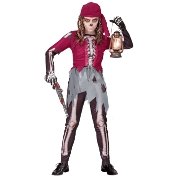 Skelett Piratenmädchen Kostüm für Kinder