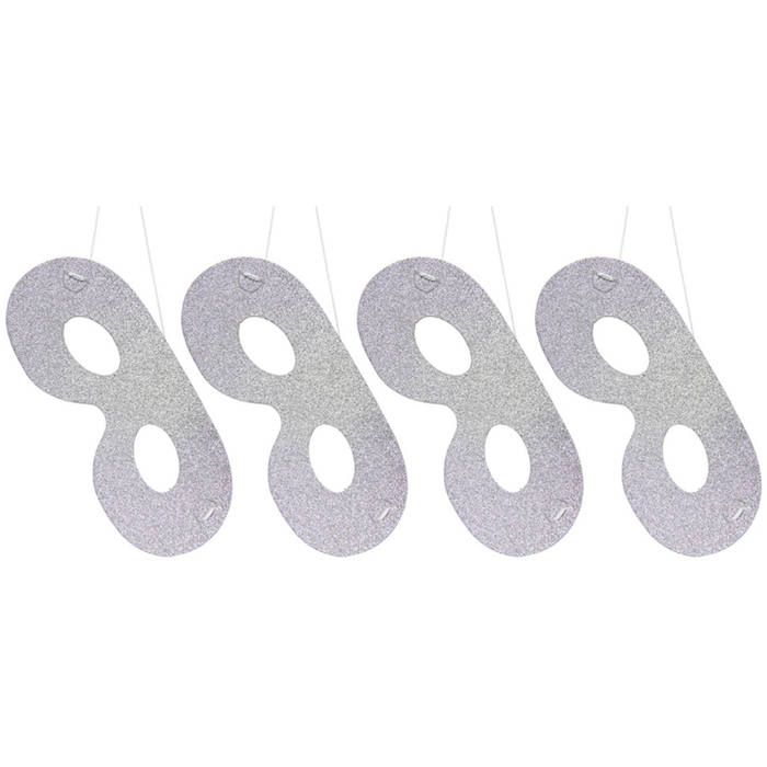 Silberne Glitter-Augenmaske 4x - 21x7,5 cm