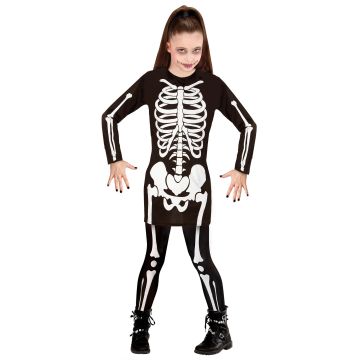 Skelettkostüm für Mädchen, schwarz