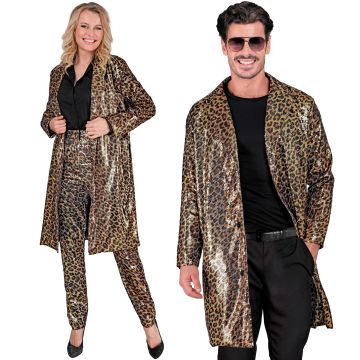 Goldener Paillett-Mantel mit Leopardenmuster
