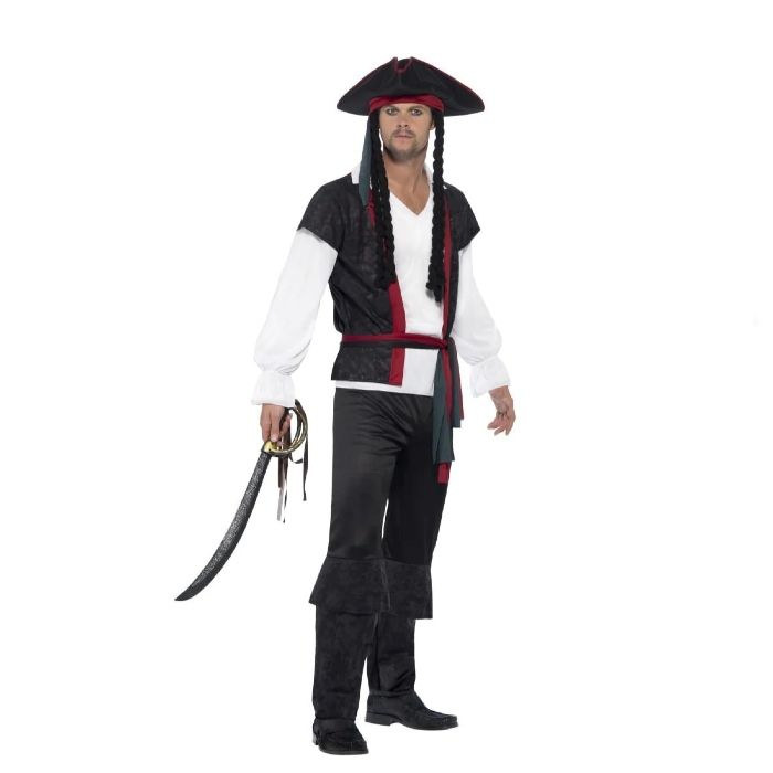 Klassisches Piratenkostüm mit roten Details