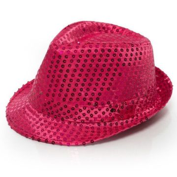Helle pinke Fedora mit Glitzer - one size