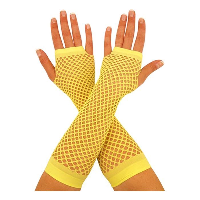 UV Netzhandschuhe Lang Gelb 2x - 25 cm Neon