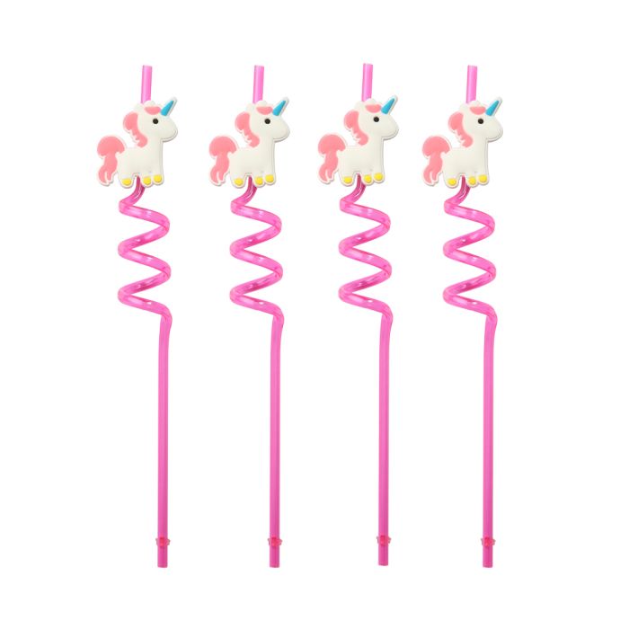 Einhorn Strohhalme pink wiederverwendbar 4x