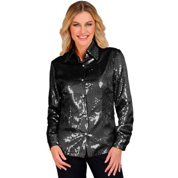 Glitzernde Bluse für Damen in Schwarz