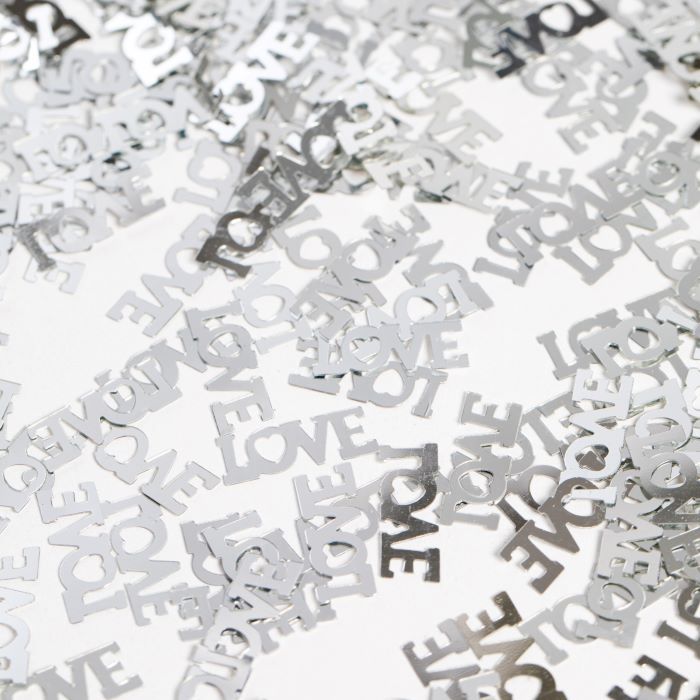 Silberne LOVE Buchstaben Tischkonfetti - 14 g