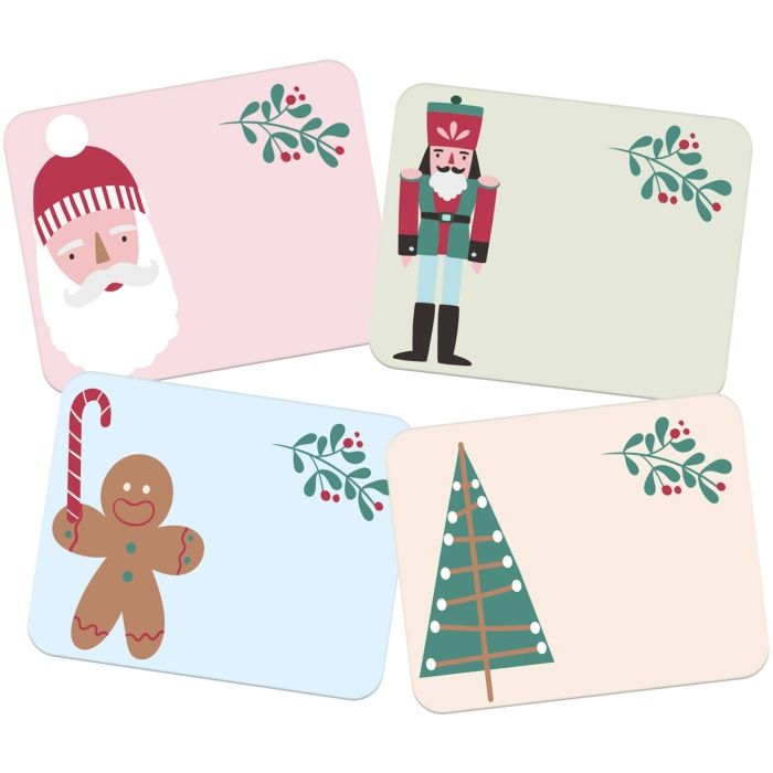 Geschenkanhänger mit Weihnachtsmotiven 50x - 50x40 mm Mix