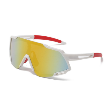 Sportsonnenbrille weiß mit Spiegelreflex - Einheitsgröße