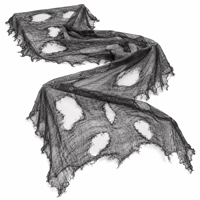 Fransige schwarze Halloween-Tischdecke 60x300 cm