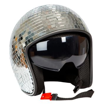 Disco-Kugelhelm mit Brille silber