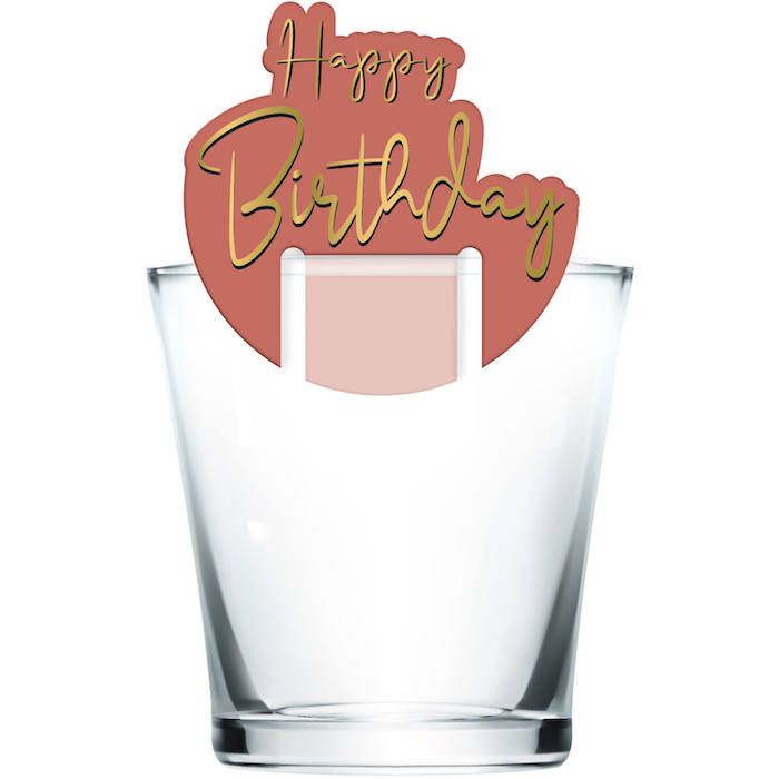 "Happy Birthday" Getränke-Markierer Golden Dusk 6x