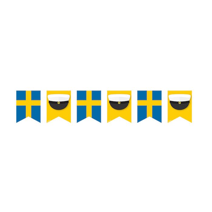 Schwedische Studenten-Flaggen-Girlande - 20cm x 4 Meter