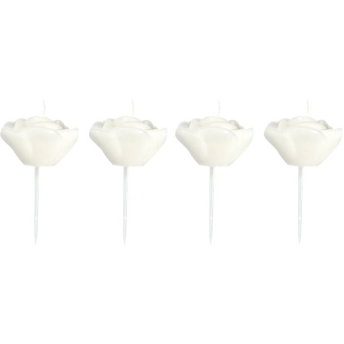 Weiße rosenförmige Kerzen 4x