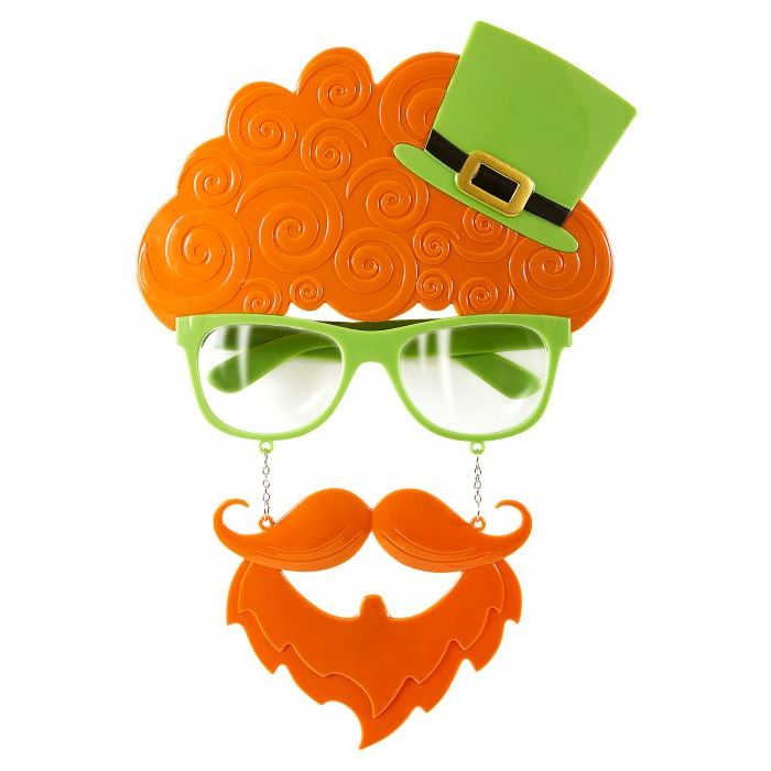 St. Patricks Day Brillen mit Bart und Zylinder