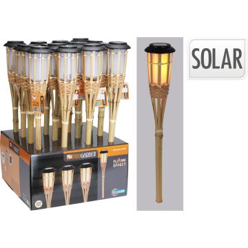 Solarfackel aus Bambus mit Flammeffekt 54 cm