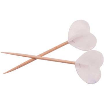Hjerte Holzstäbchen Weiß 50x - 6,5 cm