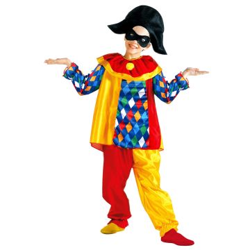 Harlekin-Kostüm mit Maske für Kinder