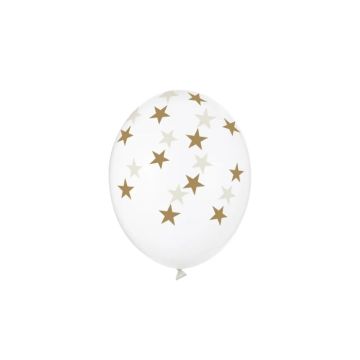 Ballon mit goldenen Sternen kristallklar 6x - 30 cm 