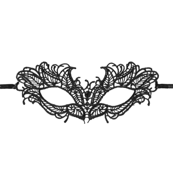 Schwarze Spitzen-Karnevalsaugenmaske - 21 cm