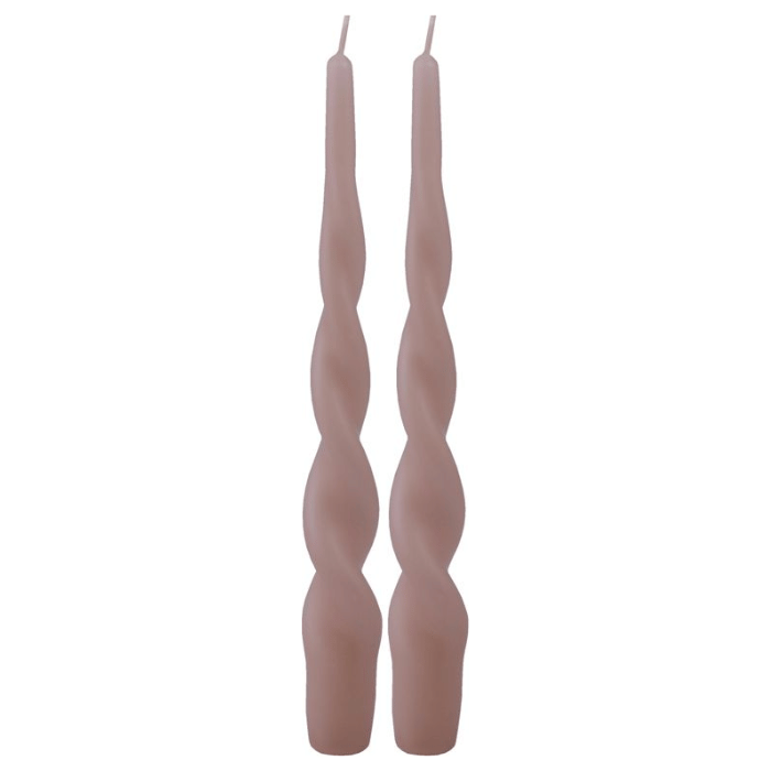 Gedrehte Stabkerzen Sand 2x - 24 cm