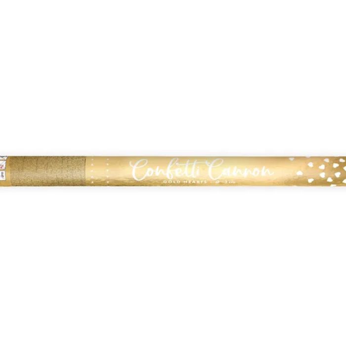 Konfettiröhre mit Herzen Gold - 60 cm