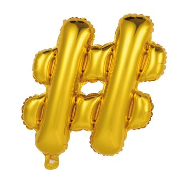 Hashtag # Folieballon in metallischem Gold 41 cm 
