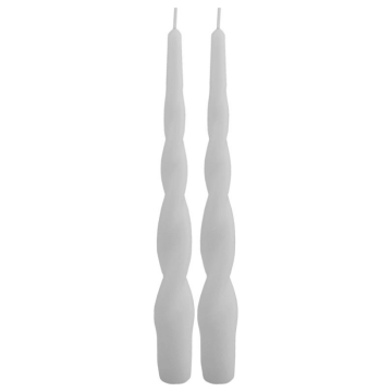 Gedrehte Stumpenkerzen weiß 2x - 24 cm