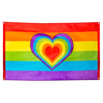 Regenbogenbanner mit Herz - 90x150 cm
