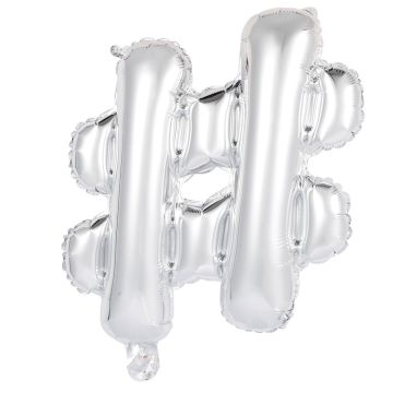Hashtag # Luftballon aus Metallic-Silber 41 cm