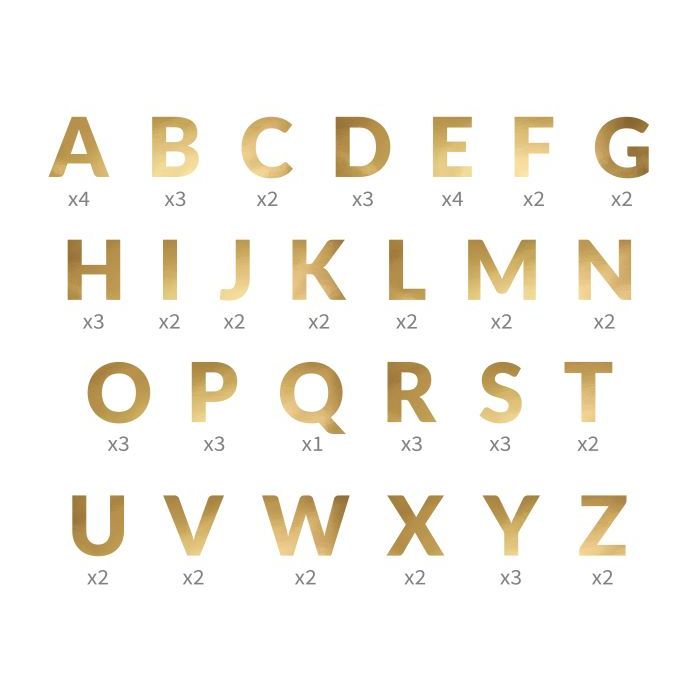 Goldene Buchstaben für Girlande 64 Teile - 14 cm