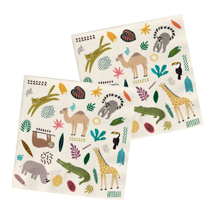 Servietten mit Zoo-Motiven 20x - 33x33 cm