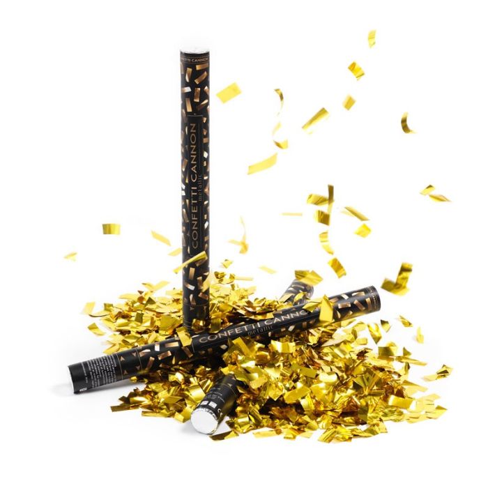 Goldene Konfettiröhre 60 cm PartyVikings - Metallic Rechteckig        