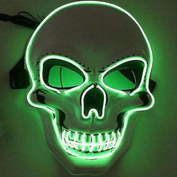 Unheimliche Halloween LED-Maske - grünes Skelett
