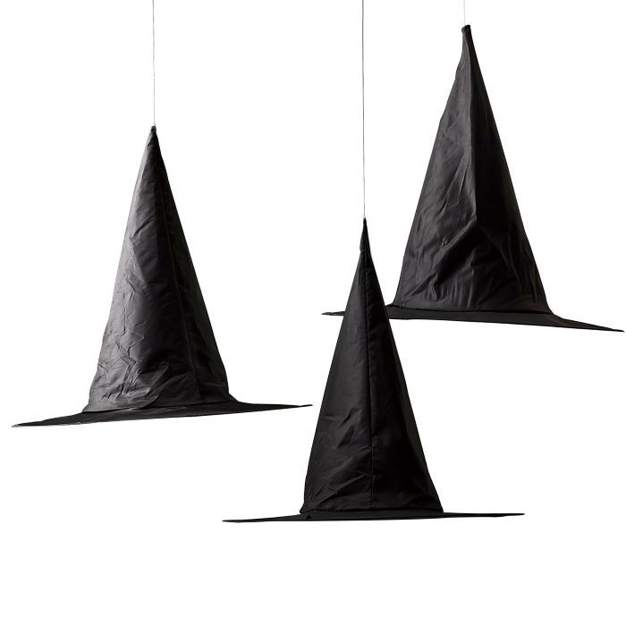 Schwarze hängende Hexenhut Dekoration 3x - 50 cm