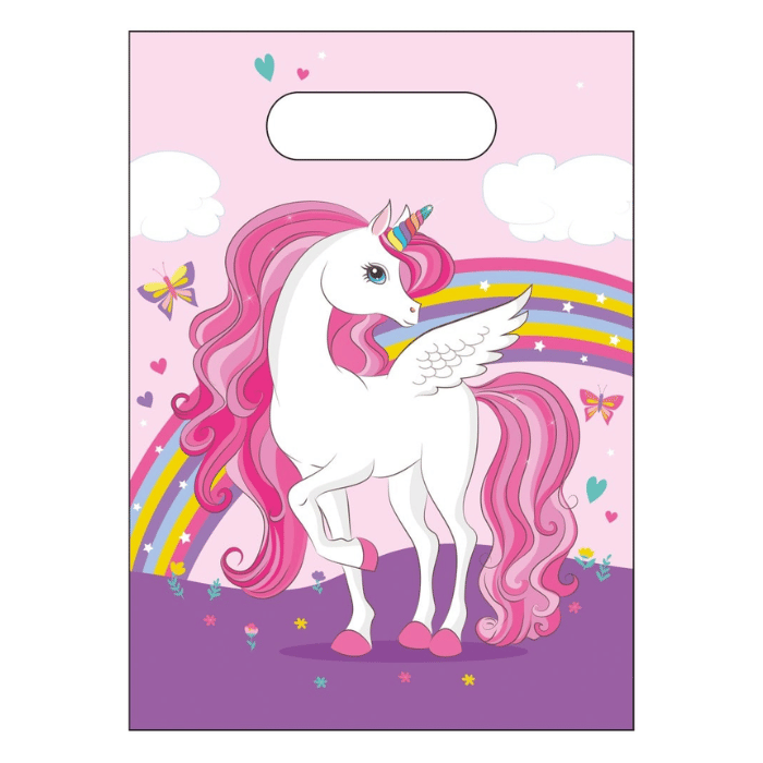 Pink Einhorn Süßigkeitentüten 6x - 28,6x17,5 cm