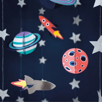 Decken Dekorationen mit Planeten- und Raketenmotiven 5x - 17-19 cm
