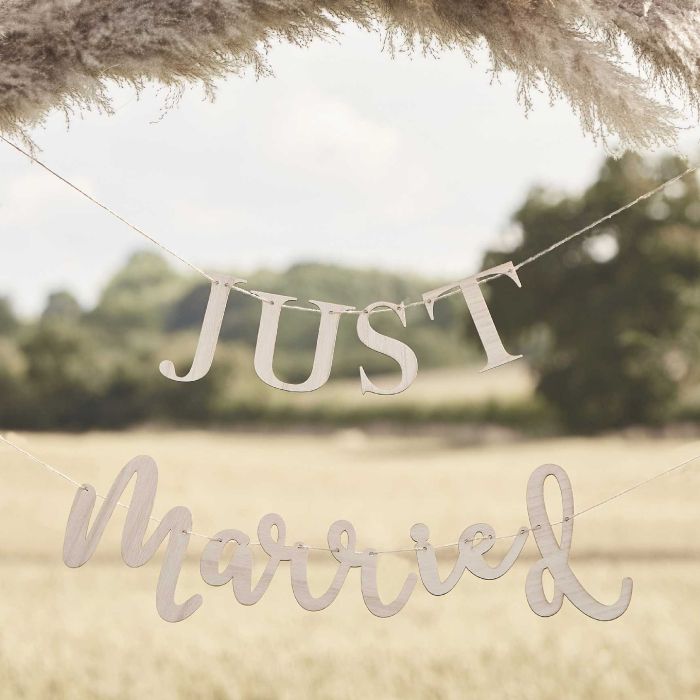 Just married Holzgirlande - 1,5 m