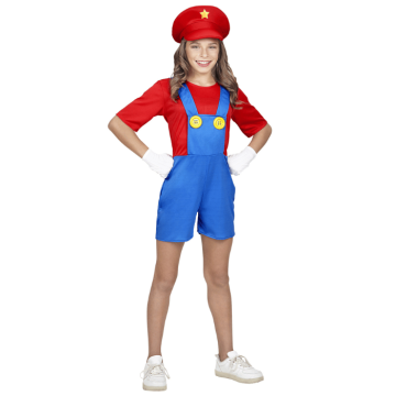 Rotes Klempner-Mädchenkostüm für Kinder