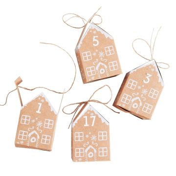 Weihnachts Adventskalender Lebkuchenhäuser 9x6 cm