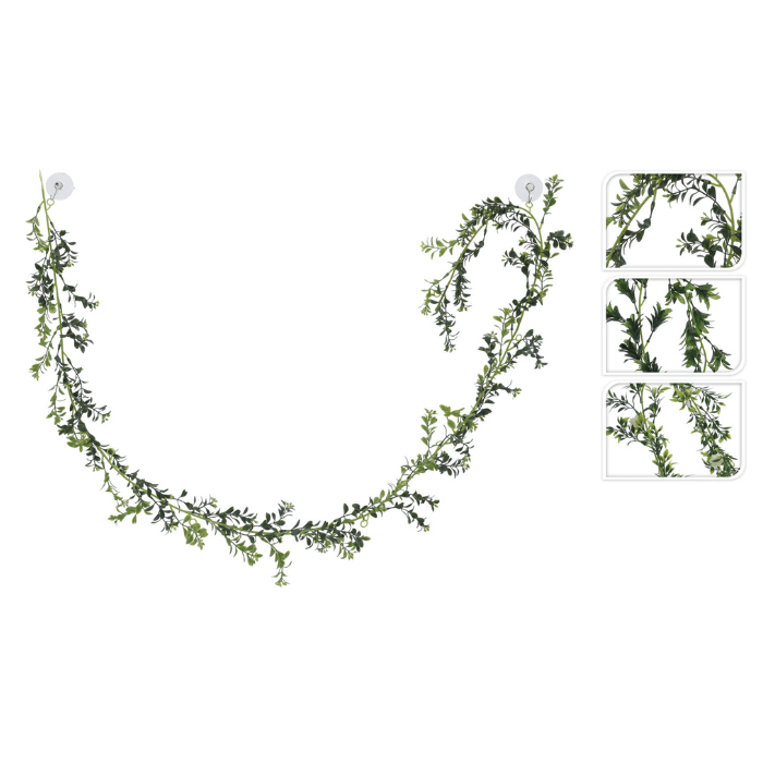 Künstliche Blattgirlande m. Blumen - 180 cm
