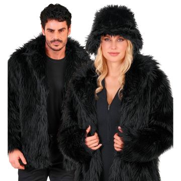 Schwarze Pelzjacke für 80er- und Discofeste