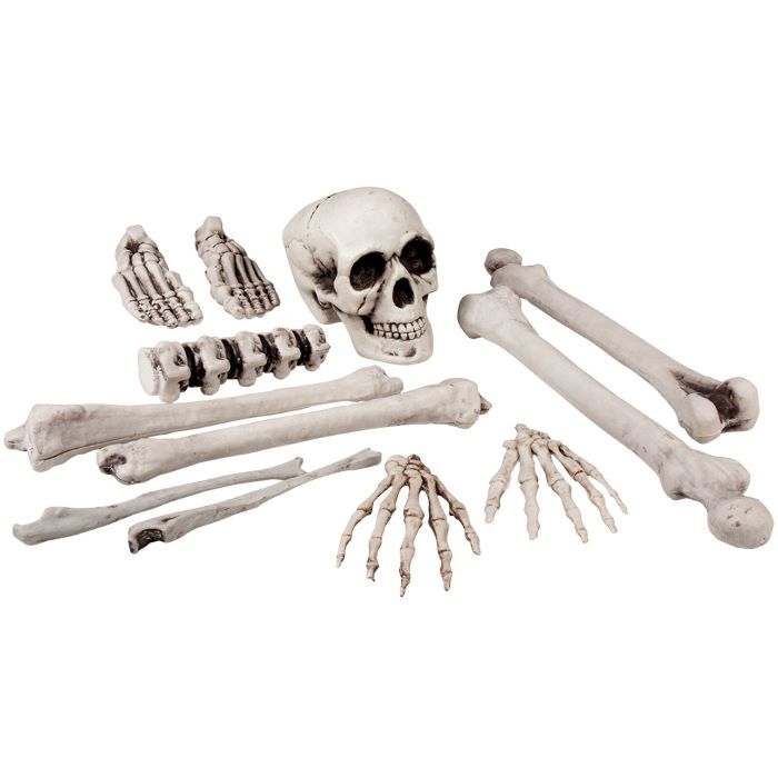 Halloween-Skelett mit Schädel und Knochen 12 Teile - 40 cm