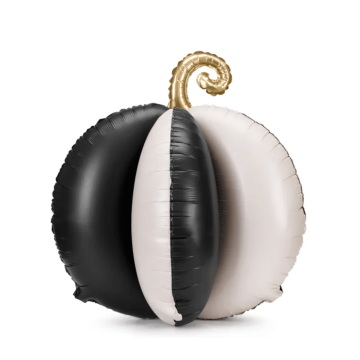 Stehender Kürbis-Folieballon Schwarz/Weiß - 58x58 cm