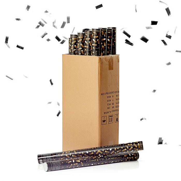 Silberne Konfettiröhren 60 cm PartyVikings 50x - Metallic Rechteckig