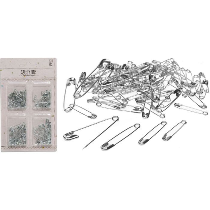 Sicherheitsnadeln aus Metall, 120 stk. in 4 Größen
