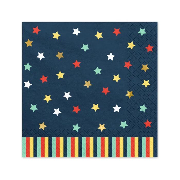 Servietten in Marineblau mit Sternen 12x - 33x33 cm