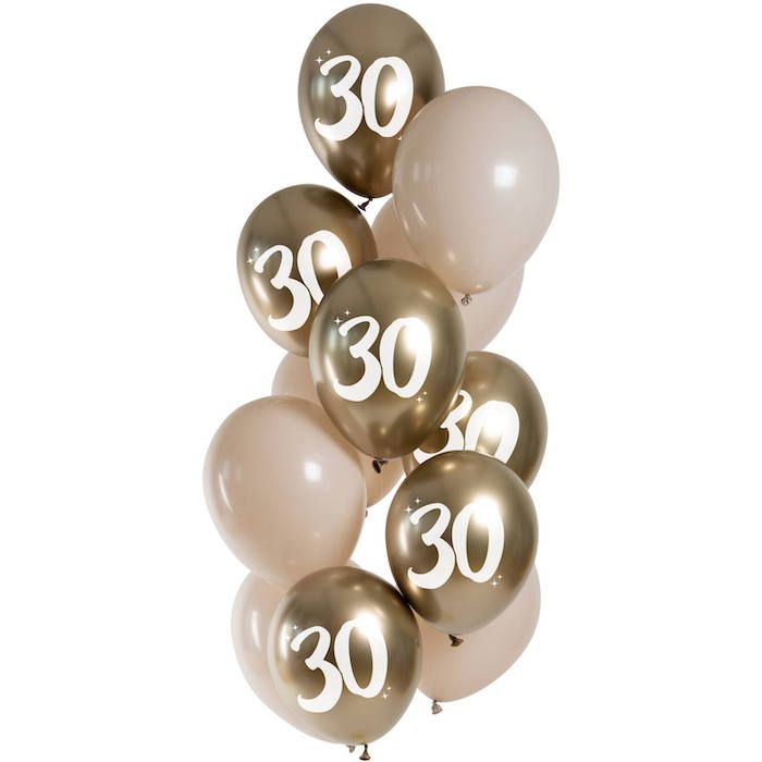 30 Jahre Ballons gold 12x - 33 cm