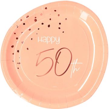 Happy 50th Pappteller Rosa 8x - 23 cm