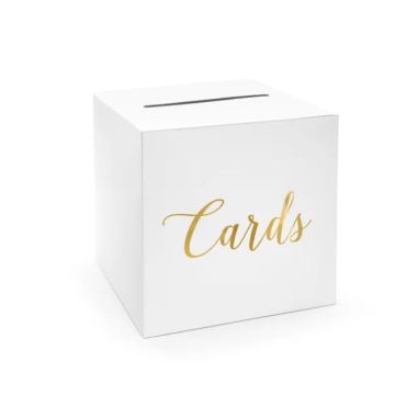 Box für Karten Gold/Weiß 24x24x24 cm 